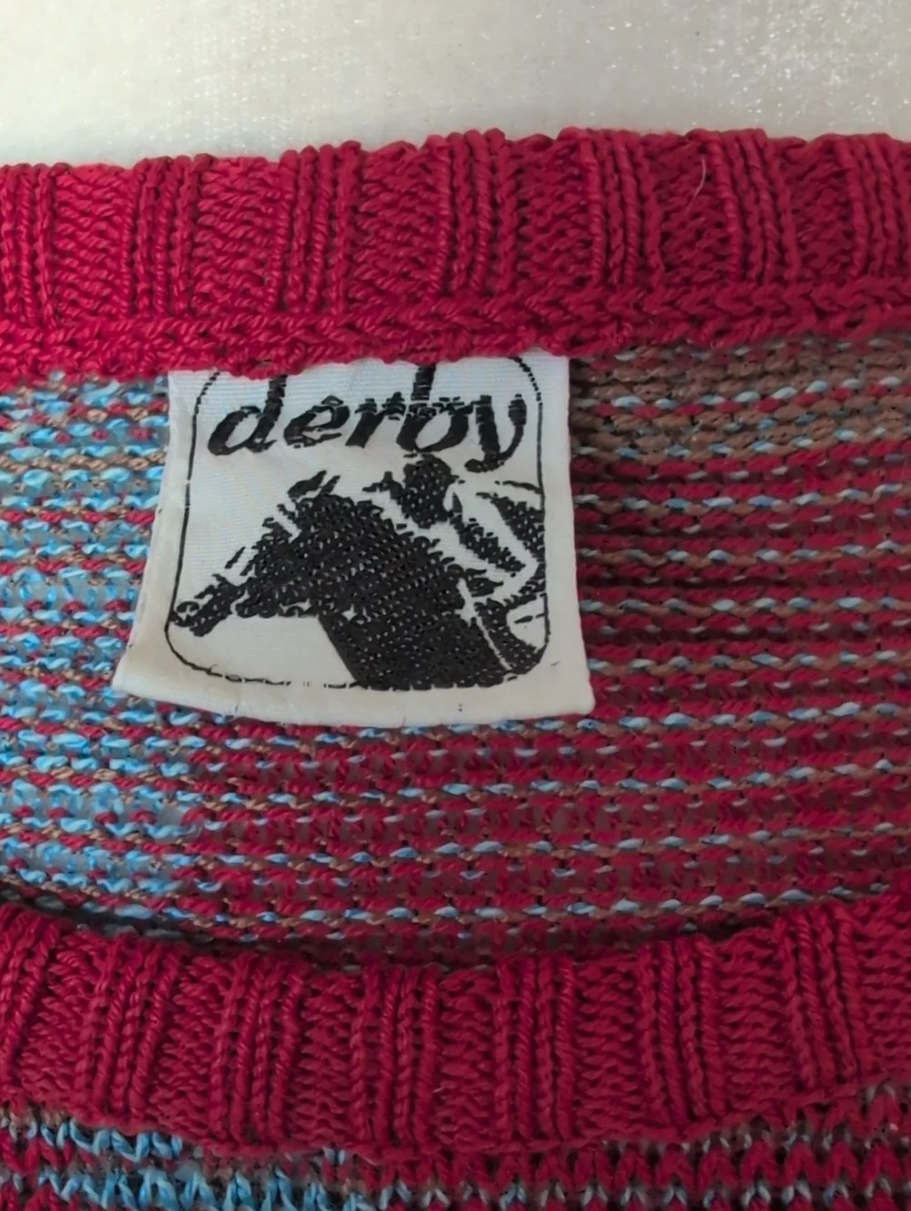 Vintage 90's Derby Men's Multicolor Stripe Plaid Knit Sweater Large